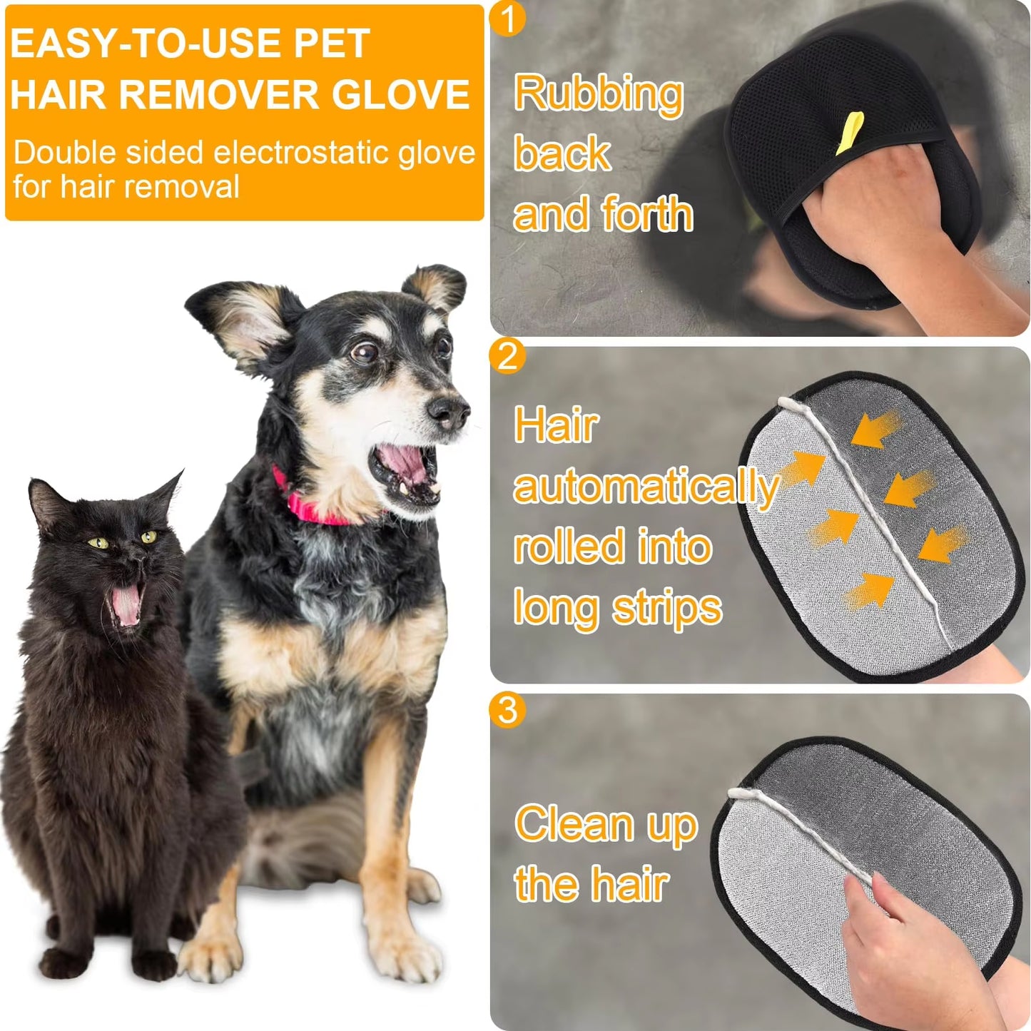 Effortless Dual-Action Deshedding & Bathing Gloves