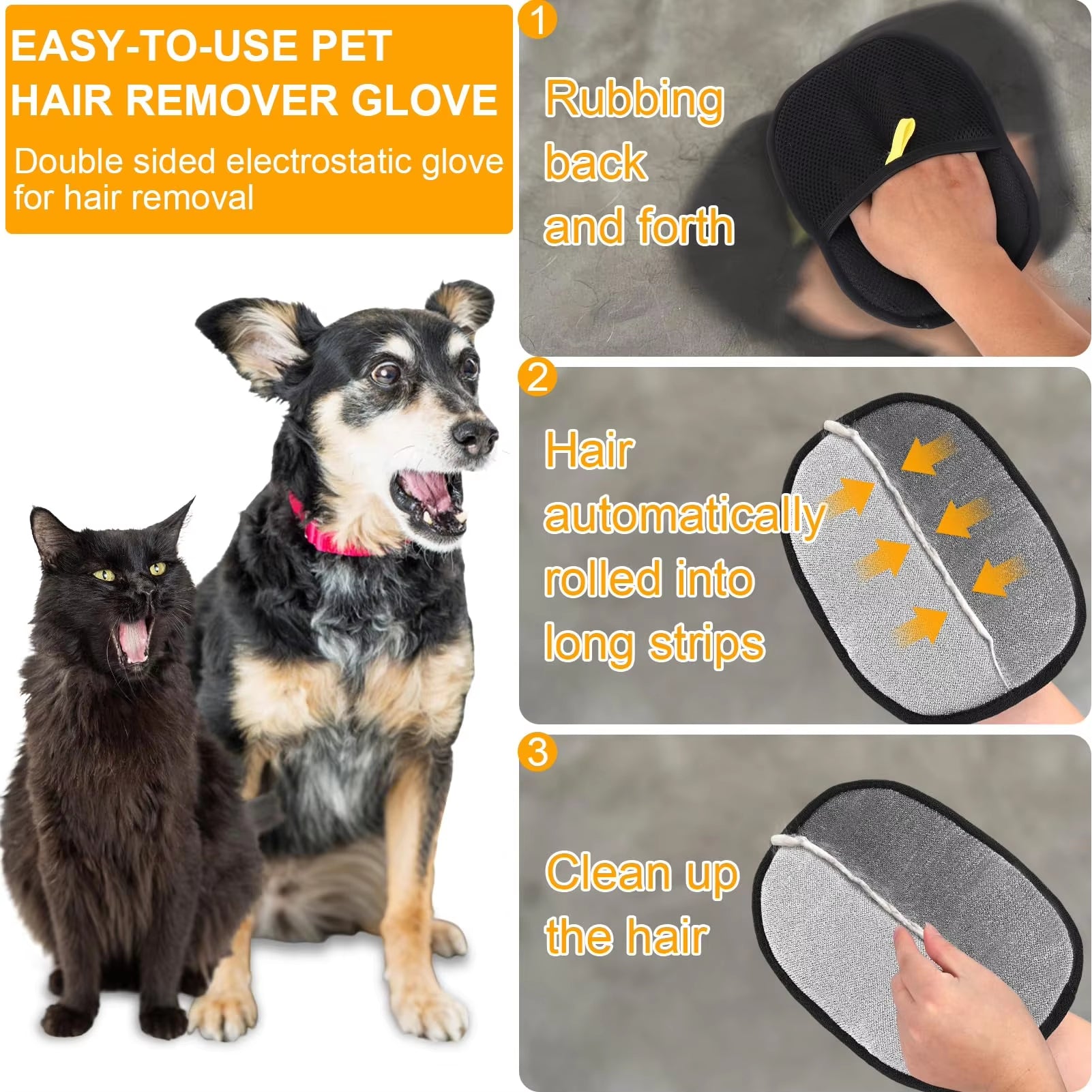 Effortless Dual-Action Deshedding & Bathing Gloves