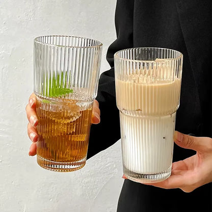 Chic Striped Iced Coffee Tumbler Set (600ml)